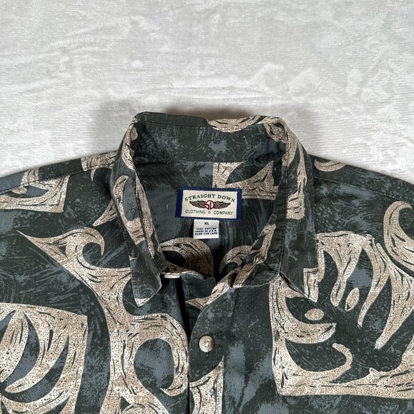 Straight Down Shirt Men Size XL Short Sleeve Hawaiian 100% Cotton Made in USA - Picture 4 of 11